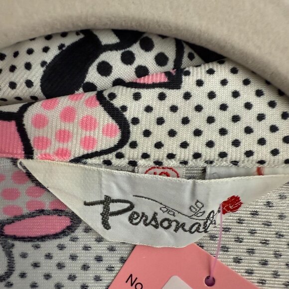 Personal Mushroom Polka Dots Button Front Shirt Top Womens 12 White Black - Picture 2 of 7